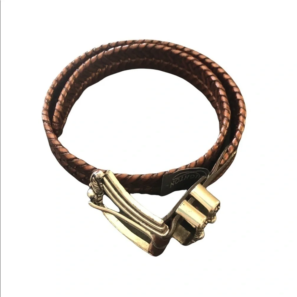 Brighton Double Braided Leather Belt #97087 Woven Brown Small 28”Boho Chic